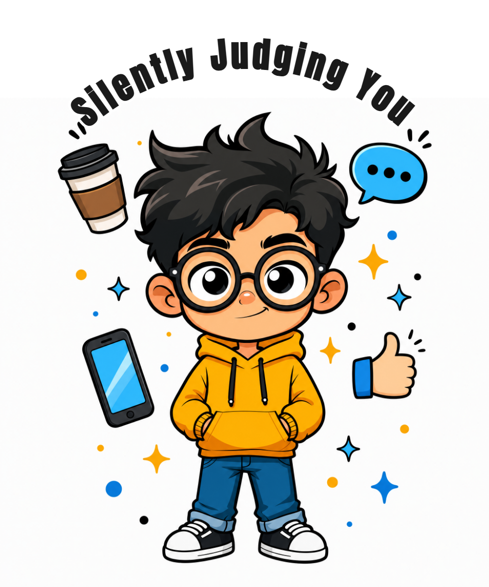 Silently Judging You print design, flat view